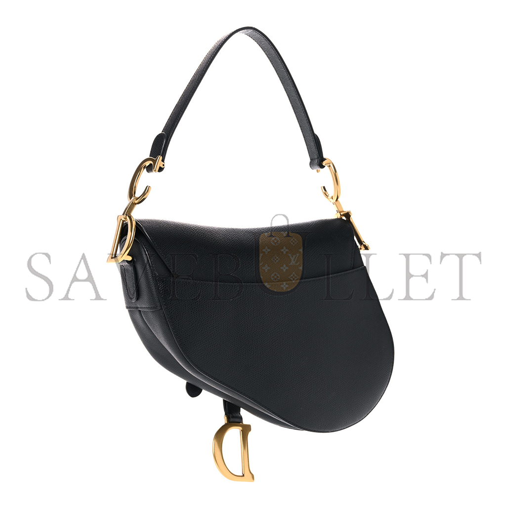 DIOR GRAINED CALFSKIN SADDLE BAG BLACK (25*23*5cm) 